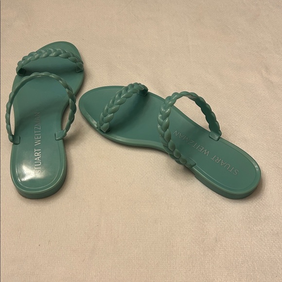 Stuart Weitzman Women's Braida Sawyer Jelly Sandals in Teal. Size 6 - Picture 3 of 7